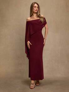Vestido elegante marrón de hombros descubiertos y ajustado, adecuado para cumpleaños, fiestas, eventos sociales, como vestido de capas para otoño/invierno, Halloween, Navidad, vestido elegante - Óxido marrón - Ver 10