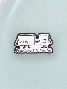 'ctrl+Z Doesn't Work In Real Life' 琺瑯胸針，程式設計師胸飾，獨特禮物創意，適合科技愛好者，耐用且時尚的配件 - 黑與白 - 查看 6