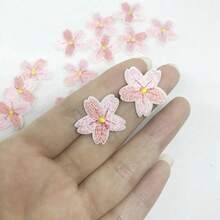 10入粉色迷你櫻花刺繡布貼，衣物裝飾燙貼貼布繡 - 布貼 - 查看 6