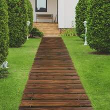 12 Foot Rolled Wooden Garden Trail Gardening Decoration With Rust Resistant Steel Wire And Non Slip Surface - Suitable For Gardens, Backyards, Poolside, Beaches, Weddings, And Parties - Durable Wooden Trail Mat. - 144in - 查看 3