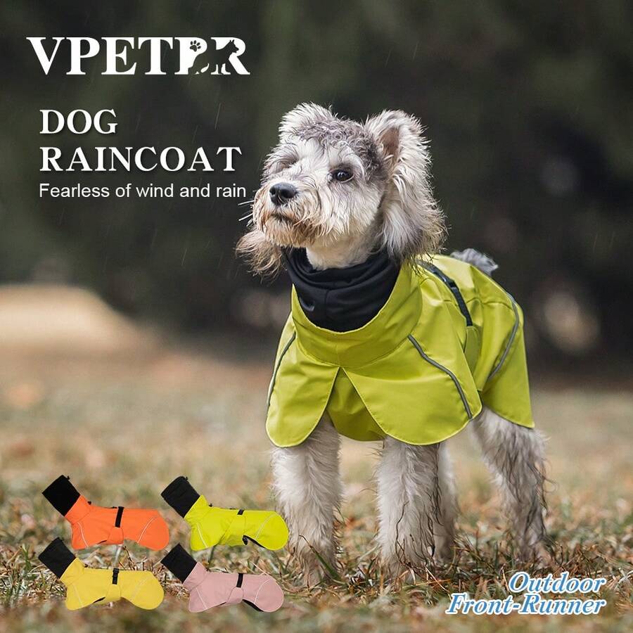 Áo mưa cho thú cưng, áo mưa kiểu poncho hai cổ cho chó, có thể điều chỉnh với lỗ xỏ dây xích, chống thấm nước, thoáng khí và phản quang, phù hợp cho chó cỡ vừa và nhỏ, chuyên dụng cho việc đi dạo ngoài trời trong ngày mưa, áo mưa chất lượng cao cho thú cưng.