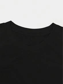 Summer Tops Y2K Women's T-Shirt, Short-Sleeved Crew Neck Sweater Top, Casual Style, 100% Cotton, Women's Clothing, Women's Sweater, Machine Washable, Moisture-Wicking, Breathable, Regular Fit - 黑色 - 查看 4