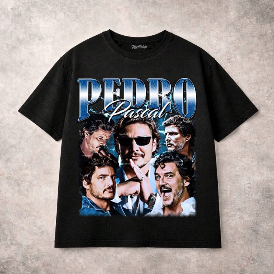 Pedro Pascal T-Shirt The Last Of Us Narcos ActorTee Mandalorian Fan Shirt Unisex - 黑色 - 查看 1