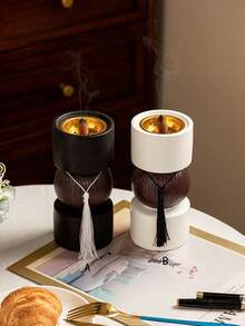 1個啞鈴形色塊樹脂手持香爐，黑白配色，極簡現代風，香氛配件，適用於客廳、書桌、居家、辦公室、飯店、客廳、節日裝飾禮物、生日、畢業禮 - 1PC - 查看 4