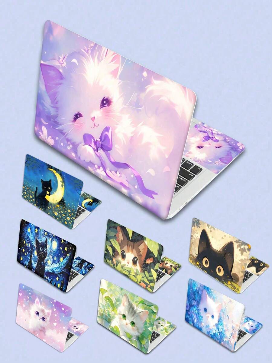 15-Inch Laptop Sticker Set With Cute Cat Pattern, Suitable For Laptops, MacBooks, HP And More - Multicolor - View 1
