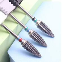 Easy Nail 1pc Tungsten Steel Drill Bits Large Spiral Trapezium Tapered Barrel Carbide Milling Cutter Nail Drill Bits Professional Nail Art Tools, Must Have - Multicolor - View 4