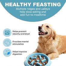 Slow Feeder Dog Bowls Anti Gulping Reduces Gastric Burden Prevents Bloat And Digestive Issues Durable Material Easy To Clean Puppy Slow Feeder Bowl Healthy Eating Excess Energy Management MRGX - Random Color 1pc - View 3