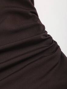 2026 Summer New Arrival Women Coffee Brown Back Bow Tie Ruched Waist Sleeveless Top & Draped Wide Leg Pants Commuter Two Pieces Set - Coffee Brown - View 7
