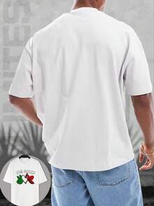 Men's T-Shirt, Made Of Pure Cotton, Lightweight And Breathable Fabric, Round Neck Design, Printed Design, Short Sleeve Cut, Suitable For Spring And Summer. - 白色 - 查看 3
