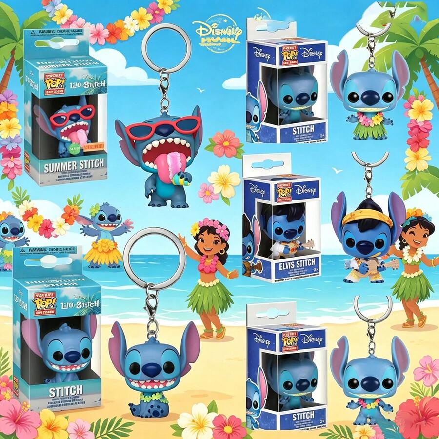 1pc Hot Selling Stitch From Lilo & Stitch Sitting Pose Plush Keychain, Ideal Souvenir Gift For Movie/Anime Fans, Random Style - Multicolor - View 1