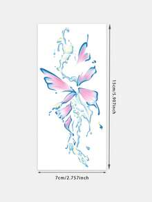 1 Tattoo Sticker - Watercolor Splatter Gradient Butterfly Dreamy And Elegant Vertical Tattoo Design, Temporary Tattoo Sticker, Washable PVC, Waterproof And Sweat-Resistant, Suitable For Hands, Arms, Waist, Abdomen, Back, Legs - No Reflection, Realistic Tattoo Design. Suitable For Travel, Music Festivals, Games, Graduation Gifts, Daily Use. For 3-5 Days. - Multicolor - View 6