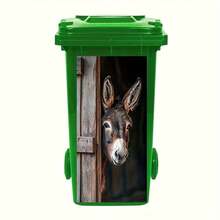 1pc Donkey Peeking Barn Door Trash Can Sticker - Self-Adhesive Farmhouse Decor, Curious Eyes, Removable PVC Window Decor, Suitable For Plastic Bins, Sheds, Living Room, Bathroom - Rustic Home Decor, Donkey Themed Decoration - A - View 10