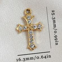 Set de 10 piezas de dijes con cruz de cristal rhinestone para hacer joyas DIY como aretes, collares y pulseras - Dorado - Ver 15