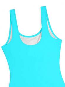 Pretty Saxage Pink Text One Piece Tankini Swimsuit For Woman Tummy Control Shaping Swimsuit, Large Round Neck, Full Coverage Swimsuit Elegant Summer Outfits For Girls Pool Essentials Cruise Outfit For Women Swimwear - Xanh da trời - Xem 6