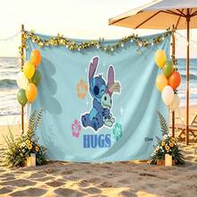 Tấm thảm trang trí tường Disney Lilo & Stitch Cozy Tropical Hugs, màu xanh nhạt dễ thương, chất liệu vải mềm mại, thích hợp cho phòng ngủ, tiệc tùng và chụp ảnh. - 0 - Xem 2