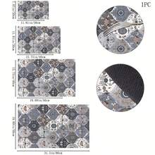 1 pieza Estera de secado de platos absorbente con patrón floral de diamante vintage, decoración del hogar, apta para máquina de espresso, fregadero, grifo, baño, accesorios de cocina - Multicolor - Ver 11