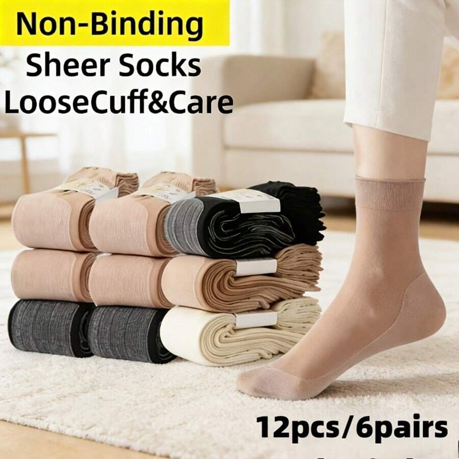 12pcs/6pcs - Seamless, Suitable For Middle-Aged And Elderly Women, Soft Breathable Fabric, Elastic Opening Design, Easy To Wear And Take Off, Comfortable - Multicolor - View 1