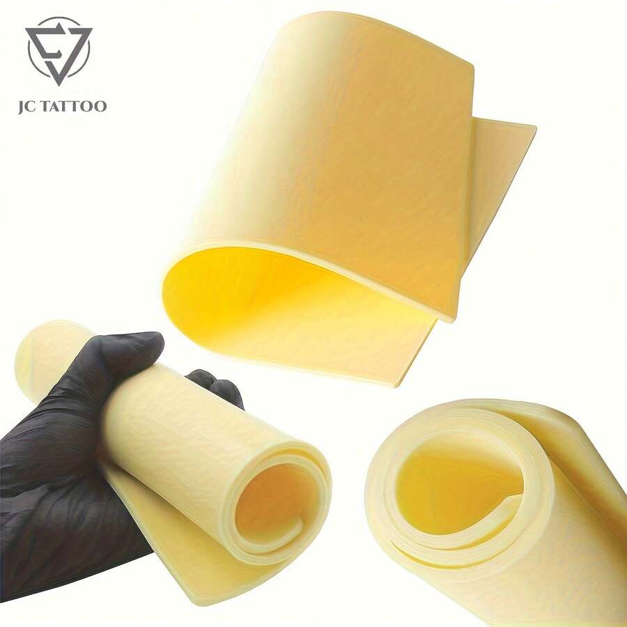 Da tập xăm giả A4 dày 3mm, da xăm giả hai mặt, chống nước, phù hợp cho những người đam mê xăm và nghệ sĩ xăm chuyên nghiệp để luyện tập vẽ đường, đánh bóng và các mẫu khác nhau, vật tư xăm tạm thời - Màu vàng - Xem 1