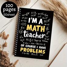 1 Piece A5 Size Interesting Math Teacher Notebook - Spiral Bound Diary With Funny Quote "I'm A Math Teacher, Of Course I Have Issues", Black Background With Yellow Equations - Gift For Math Educators, Students, Office Or School Supplies - Compatible With Graphing Calculators, Classroom Items, Education Themed - A - View 4