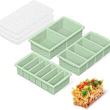 带盖硅胶冰格 - 硅胶冷冻食品模具 - 大号冰格，硅胶冷冻储存容器，适用于冷冻和储存汤、酱汁、肉汤、剩菜 - 可制作 4 块完美的 1 杯冰块 - 多 - 查看 9