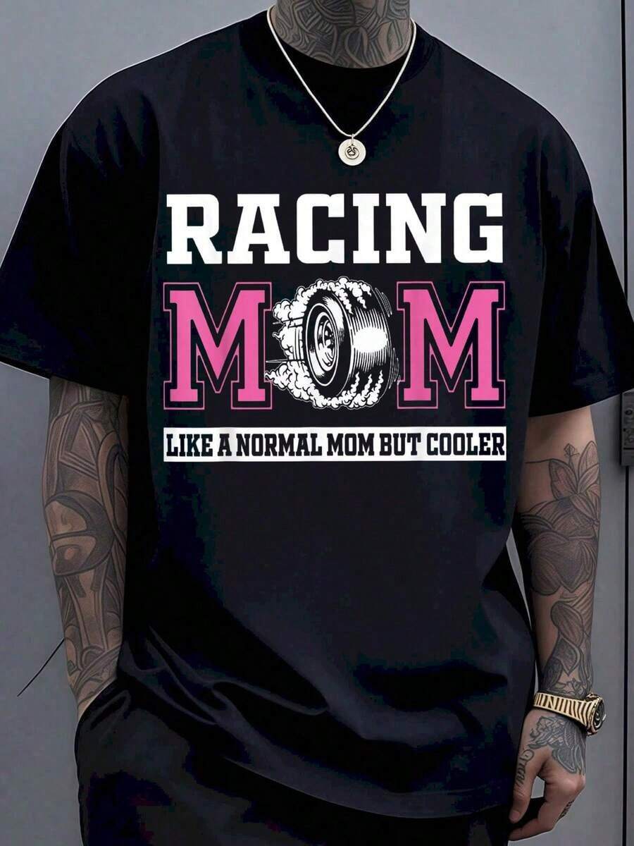 Racing Mom: Just Like A Regular Mom, But Cooler - T-Shirt For Car Racing Enthusiast Moms - Birthday, Christmas, Or Holiday Gift - 黑色 - 查看 1
