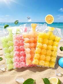 Bolsa de almacenamiento de cubitos de hielo, una bandeja versátil y práctica para el congelador adecuada para todas las estaciones. Cuenta con moldes apilables y un diseño fácil de llenar, perfecto para enfriar utensilios de cocina y bebidas al aire libre - un accesorio de refrigerador y suministro para fiestas imprescindible. Cubitos de hielo para hacer hielo - transparente - Ver 5