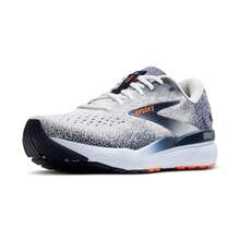 Brooks Mens Ghost 16 Neutral Running Shoe - 白色/海軍藍/橙色 - 查看 1