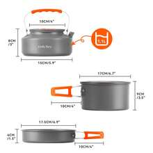 OUTDOOR LIVING15pcs Camping Cookware Set, Lightweight Nonstick Pots, Pan, Kettle, Utensils, Bowls, And Cleaning Tool With Mesh Bag For Camping Hiking Backpacking RV Tailgating Cooking, CT605 - 10 - View 3
