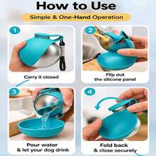 9.64oz Stainless Steel/Plastic Pet Water Bottle, Leak-Proof Travel Cup With Foldable Bowl In Pink Or Blue, Choose Your Favorite Print Or Solid Color Style, Dog Travel Water Bottle, Portable Outdoor Pet Drinking Fountain. Suitable For Dogs And Cats - Multicolor - View 7