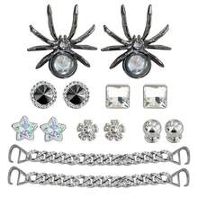 Dunkle Spinnen-Ketten-Loch-Schuhschnalle, Schwarz & Silber Farbe, Legierung Strass Dekoration, Gothic Sweet Stil Schuhblume, geeignet für Clogs Schuhe - Grau - Übersicht 10