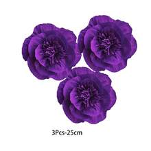 3 piezas Decoraciones de flores de papel moradas, adecuadas para fiestas, bodas, fondos de pared, decoración de habitaciones, duchas nupciales - Morado oscuro - Ver 8