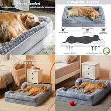Camas para perros grandes sofá cama para perros grandes S-1 cama lavable para perros con forro impermeable y parte ferior antideslizante sofá ortopédico de espuma de huevo para dormir mascotas cama para mascotas para perros grandes - L36276,5 pulgadas - Ver 1