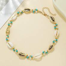 Collar de conchas con cuentas de colores variados, estilo de moda de vacaciones de verano con temática oceánica - 2 - Ver 5
