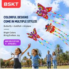 BSKT 2pcs Multi-Color Mini Handheld Fishing Rod Kite, Outdoor Lawn Open Space Leisure Flying Play, Outdoor Leisure Sports Crowd, Lightweight Fiberglass Rod Frame, Waterproof Printed Polyester Fabric, Integrated Handheld Fishing Rod Bracket, Butterfly Goldfish Airplane Multiple Shapes, Lightweight And Easy To Fly, Foldable And Compact For Portable Storage - Multicolor - View 4