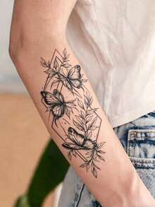 3 Sheets Body Art Temporary Tattoos For Women,Colorful And Black Butterfly And Flower Patterns.Waterproof Fake Tattoos,Last 2-5 Days,Can Be Used On Arms,Neck,Shoulders,Chest,Waist,Legs,Ankles.Suitable For Wedding, Parties,Vacations,Body Decorations. - Multicolor - View 5