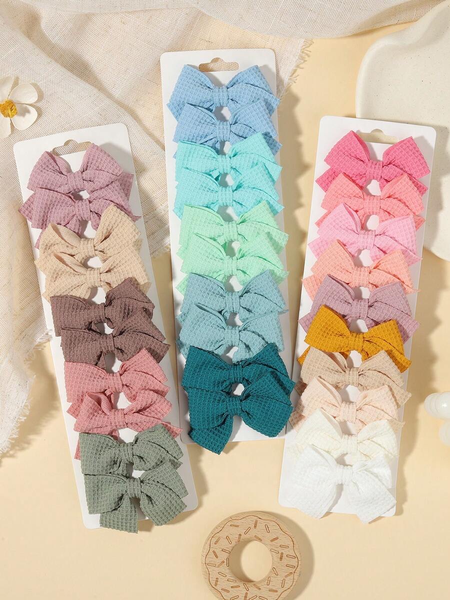 10pcs Waffle Texture Bow Hair Accessories, Gentle Style Daily Wear Hair Decor Set - Mixed color - View 1