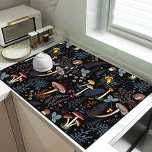 1 buah Alas Pengering Piring Penyerap Motif Jamur, Alas Penyerap Meja Mesin Espresso, Alas Saluran Pembuangan Wastafel, Alas Penyerap Keran Lembut, Alas Cangkir Wastafel Kamar Mandi, Dekorasi Rumah, Aksesoris Dapur & Kamar Mandi - MultiWarna - View 5