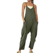 Mono de Tallas Grandes para Mujer con Bolsillos y Tirantes Ajustables - Verde militar - Ver 2