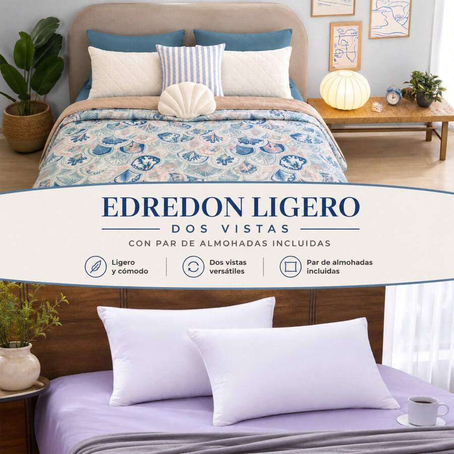Novo Lightweight Reversible Comforter + 2 Free Pillows – Comfort And Style In One Combo BEAUTTY HOME - Santorini - View 1