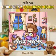GDTME 2027 New Warm Rabbit Mother Coloring Book, 20*20cm Square Format, Thick Outline Lines, Simple Patterns Easy To Color. Inner Pages Feature Soft And Healing Home Parent-Child Illustrations, Rabbit Mother Lying On Carpet Accompanying Little Rabbit Playing, Living Room Sofa, Picture Book Shelf, Carrot Rattle And Other Cute Elements, Warm And Soft Visuals. Suitable For Colored Pencils, Crayons, Thick Paper Resistant To Ink Bleed, Ideal For 14+ Teens And Adults Leisure Stress Relief Coloring, A Gentle And Healing Creative Gift. - GY-532 - View 2