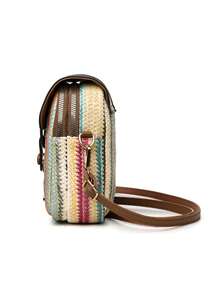 Women's New Fashion Woven Versatile Straw Bag, Large Capacity Crossbody Bag With Detachable Adjustable Shoulder Strap - Brown - View 7