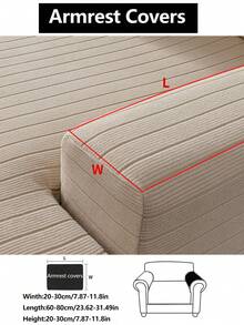1pc Stretch Sofa Cover, Non-Slip Full Coverage Sofa Seat Cover, All Season Universal Sofa Cushion Cover, Fabric Thickened Sofa Blanket, Machine Washable, Dust-Proof, Pet-Friendly, Adjustable For Bedroom, Office, Living Room Combination And L-Shaped Sofa And 1/2/3/4 Seater - Khaki - View 18