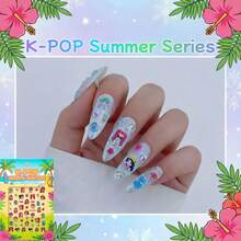 3Pcs 2026 New K-Pop Witch Hunter H-Untrix Glow In Dark Nail Decals With Idol Trio Blue Tiger Pattern For Holiday Celebration Supplies Random Style - Multicolor - View 6