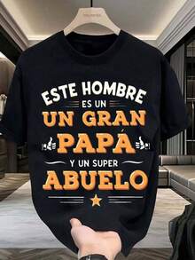 Camiseta para hombre: para el Día del Padre, un regalo genial para papás y abuelos, diseño español, verano, ligera, transpirable, camiseta de manga corta (Talla S L XL XXL) - Negro - Ver 1