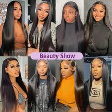 5x5 Glueless HD Lace Closure Wig 13x4 HD Lace Front Wig Blended Human Hair - 200% Density Natural Black Straight Lace Front Wig - Pre-Plucked Hairline With Baby Hair - Ready To Wear Without Glue - Multiple Sizes Perfect For Women For Daily Use - Natural & Black - View 10