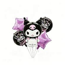 MINISO Kuromi Cartoon Character, Party Decoration 5-Piece Set, With Fun Foil Design, Perfect For Birthday Celebration, Home Parties, Outdoor Events, Playful Creative Cartoon Theme, Party Decoration For Photography And Stylish Display - Style 1 - View 6