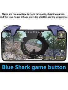 1 cặp nút cò chơi game di động, bộ điều khiển game vật lý nhạy bắn và ngắm, kẹp điện thoại mạ kim loại cho game bắn súng, tương thích với hầu hết smartphone - Màu xanh lam - Xem 5