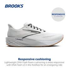 Brooks Mens Launch 11 Neutral Running Shoe - 白色/灰色/黑色 - 查看 2