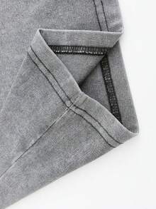 Disney Minnie Mouse Glitter Polka Dot Bow Silhouette Graphic Washed Unisex TShirt, 100% Cotton Oversized Vintage Short Sleeve Tee, Bling Cute Disney Themed Casual Top - Xám - Xem 3