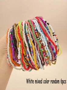 20pcs/Set Pulseras Apilables de Estilo Bohemio con Cuentas Coloridas para Mujeres - Ver 16